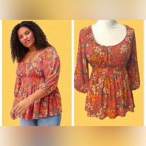 NWT Torrid Textured Jersey Smocked Waist Top 2X